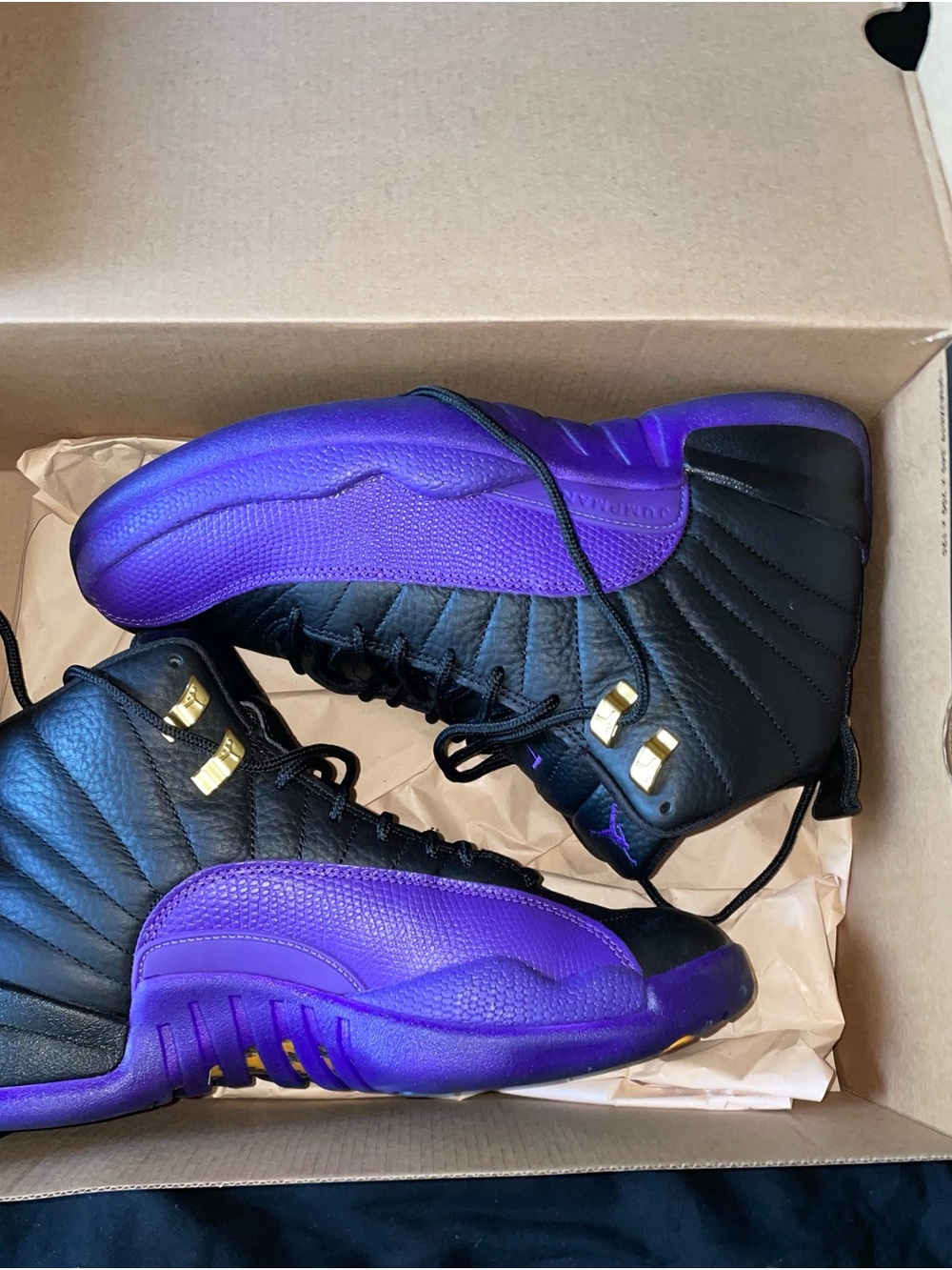 Jordan 12 Retro in Black and Purple size 8.5